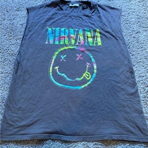 Pull and bear PULL&BEAR P&B nirvana cutoff vintage never mind tee shirt sz L
